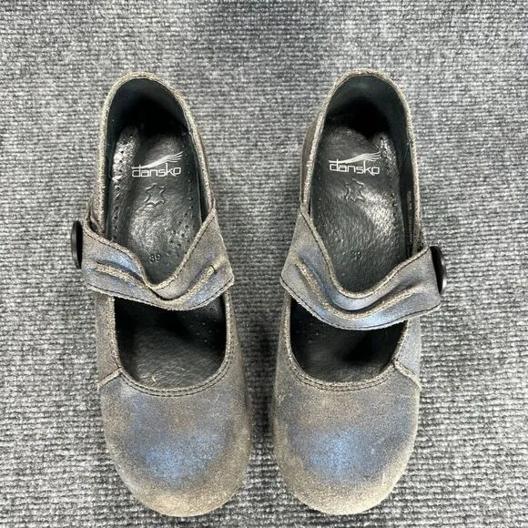 Dansko Mary Jane Clogs Womens 39 EU 8.5-9 Blue Distressed Leather Nursing Shoes