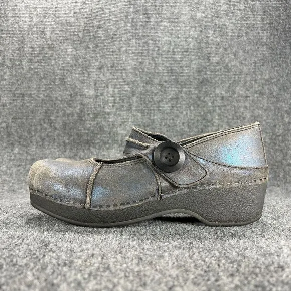 Dansko Mary Jane Clogs Womens 39 EU 8.5-9 Blue Distressed Leather Nursing Shoes