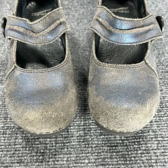 Dansko Mary Jane Clogs Womens 39 EU 8.5-9 Blue Distressed Leather Nursing Shoes