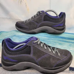 Dansko Paisley Suede Leather Slip Resist. Black Purple Womens 7.5-8 EU 38