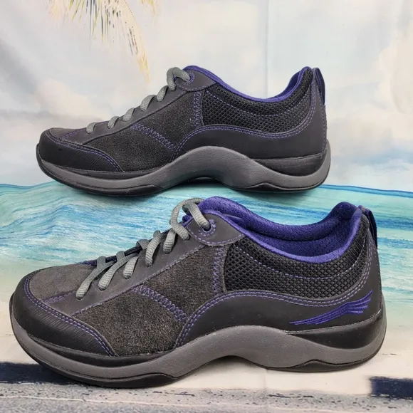 Dansko Paisley Suede Leather Slip Resist. Black Purple Womens 7.5-8 EU 38