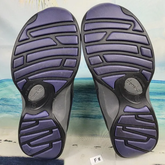 Dansko Paisley Suede Leather Slip Resist. Black Purple Womens 7.5-8 EU 38