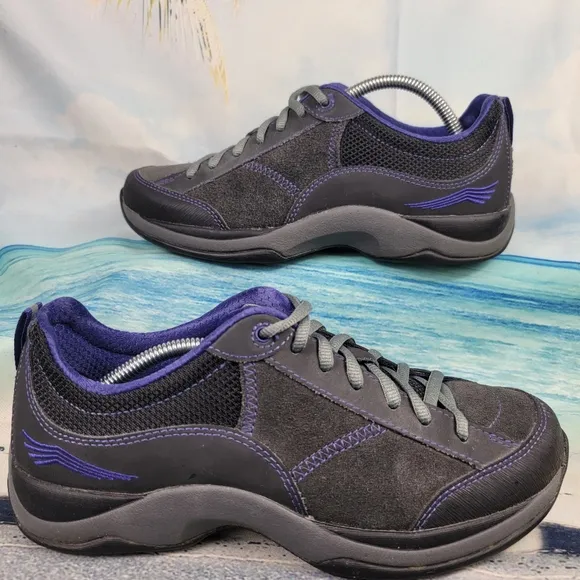 Dansko Paisley Suede Leather Slip Resist. Black Purple Womens 7.5-8 EU 38