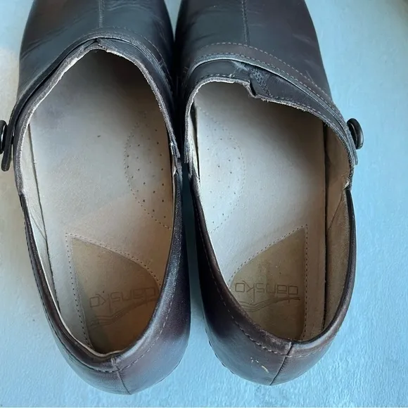 Dansko Professional Brown Leather Nursing Slip On Clogs Shoes EU 42 US 11