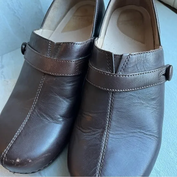 Dansko Professional Brown Leather Nursing Slip On Clogs Shoes EU 42 US 11