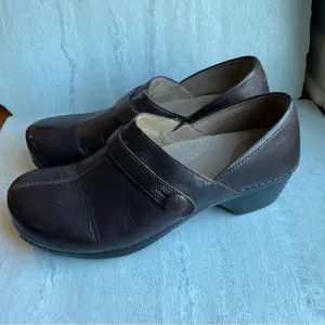 Dansko Professional Brown Leather Nursing Slip On Clogs Shoes EU 42 US 11