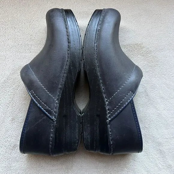 Dansko Professional Clog Shoes Navy Blue Leather Women EU 38 US 7.5 - 8 Comfort