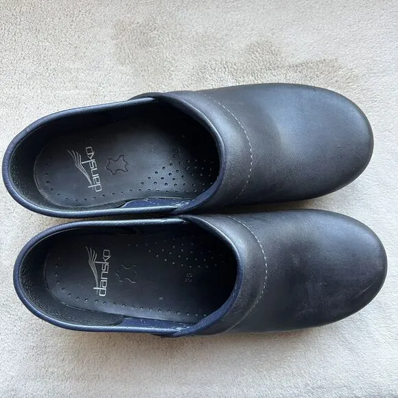 Dansko Professional Clog Shoes Navy Blue Leather Women EU 38 US 7.5 - 8 Comfort