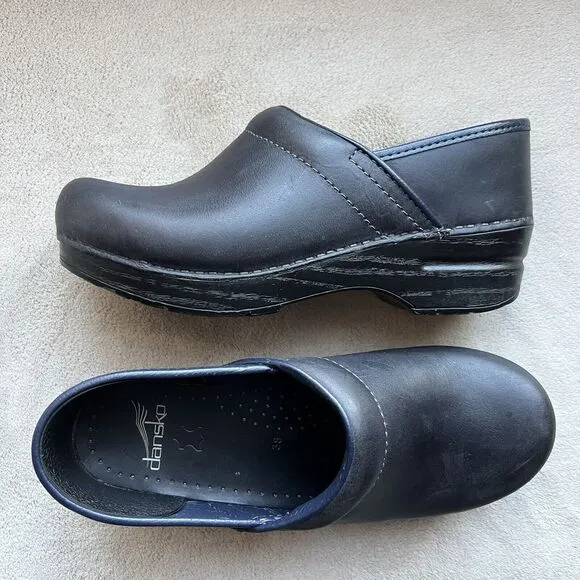 Dansko Professional Clog Shoes Navy Blue Leather Women EU 38 US 7.5 - 8 Comfort