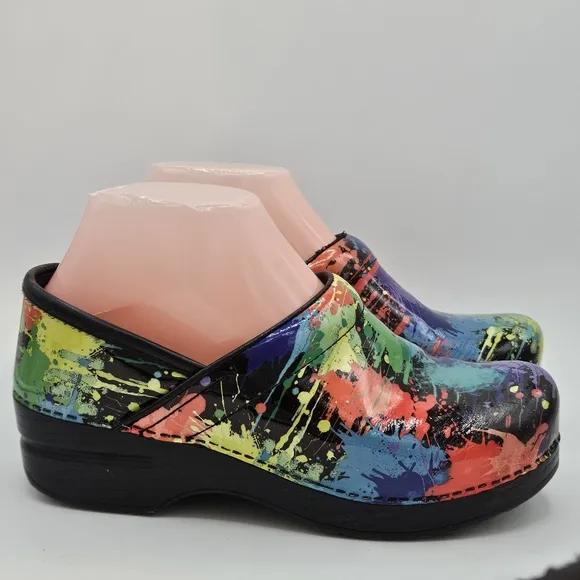 Dansko Rainbow Paint design leather clogs size 37 US size 6.5-7