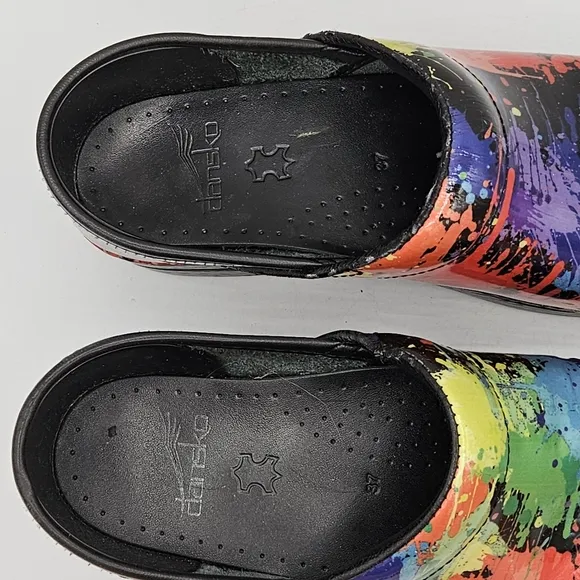 Dansko Rainbow Paint design leather clogs size 37 US size 6.5-7
