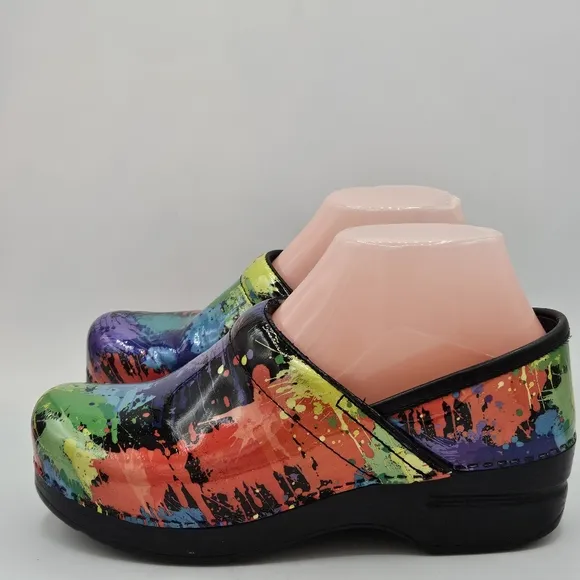 Dansko Rainbow Paint design leather clogs size 37 US size 6.5-7