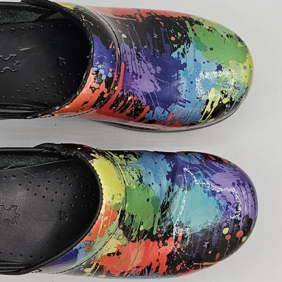 Dansko Rainbow Paint design leather clogs size 37 US size 6.5-7