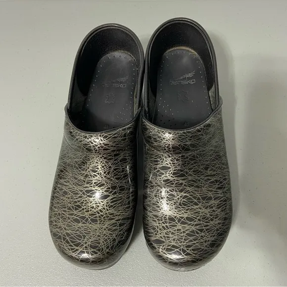 Dansko Women's Clogs Nursing Shoes Metallic Scribble Size 41 / 10.5-11
