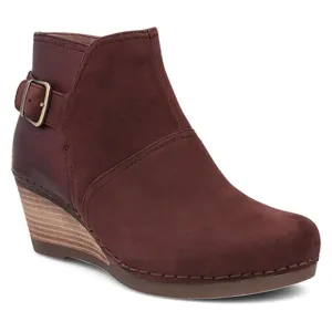 Dansko Women's Shirley Wedge Bootie Wine Nubuck Size 37 Shoes Heel Comfort