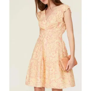 Derek Lam Floral V-Neck Tank A-Line Ruffle Sleeve Summer Dress Size 40/US 4