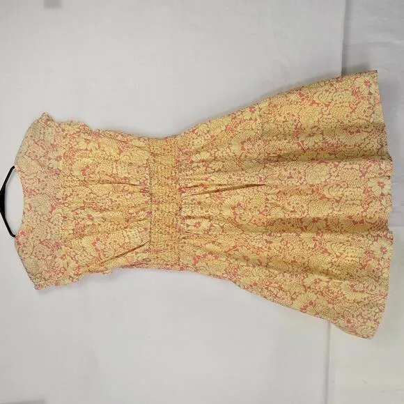 Derek Lam Floral V-Neck Tank A-Line Ruffle Sleeve Summer Dress Size 40/US 4