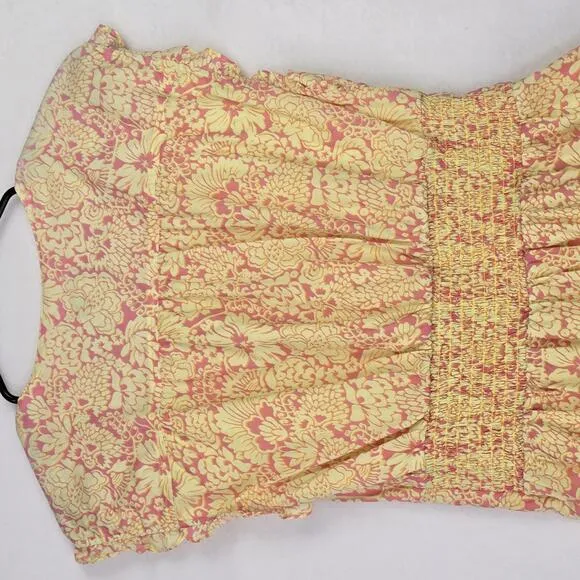 Derek Lam Floral V-Neck Tank A-Line Ruffle Sleeve Summer Dress Size 40/US 4
