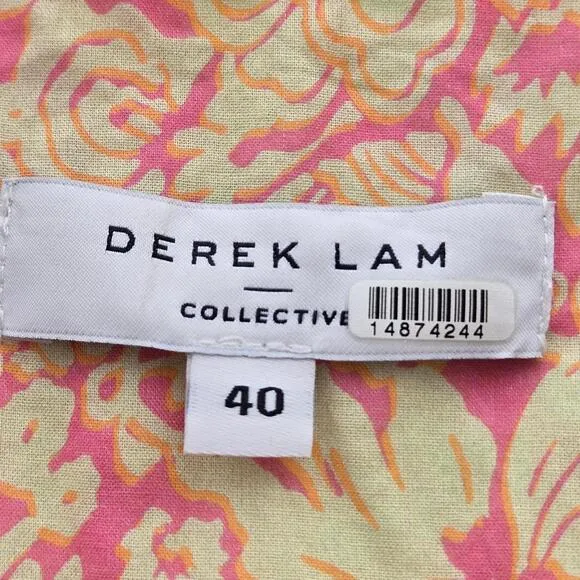 Derek Lam Floral V-Neck Tank A-Line Ruffle Sleeve Summer Dress Size 40/US 4