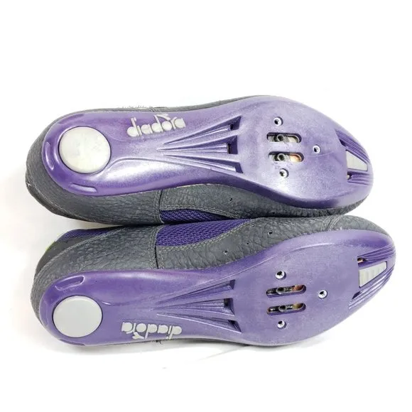 Diadora Cyclist Shoes Men's Size 6.5 Black Purple Mesh with Cleats
