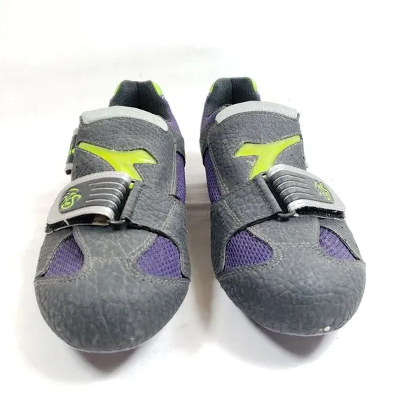 Diadora Cyclist Shoes Men's Size 6.5 Black Purple Mesh with Cleats