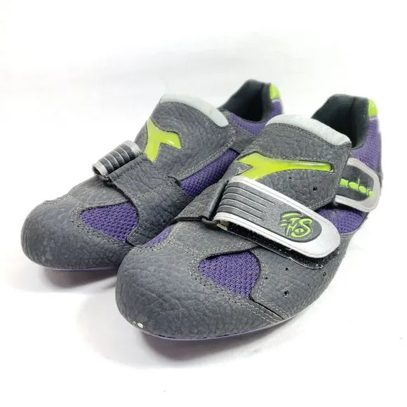 Diadora Cyclist Shoes Men's Size 6.5 Black Purple Mesh with Cleats