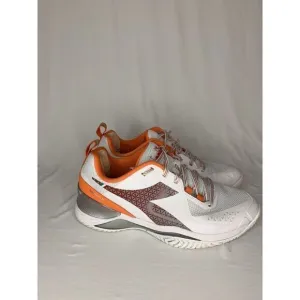 Diadora Women's White Orange Blushield Lace Up Sneaker Shoes Size‎ 8