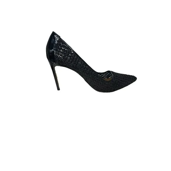 Donald J Pliner Shoes Womens Black Point Toe Sequin Mesh Stiletto Heels Size 11M