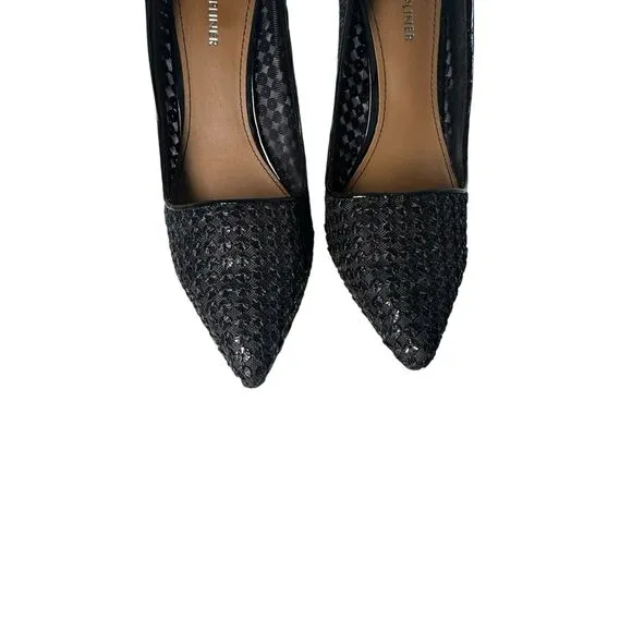 Donald J Pliner Shoes Womens Black Point Toe Sequin Mesh Stiletto Heels Size 11M