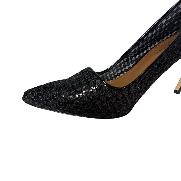 Donald J Pliner Shoes Womens Black Point Toe Sequin Mesh Stiletto Heels Size 11M