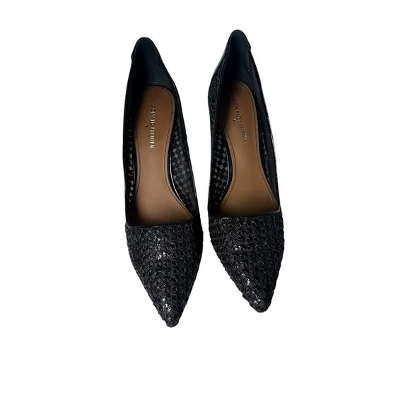 Donald J Pliner Shoes Womens Black Point Toe Sequin Mesh Stiletto Heels Size 11M