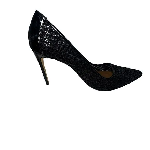 Donald J Pliner Shoes Womens Black Point Toe Sequin Mesh Stiletto Heels Size 11M