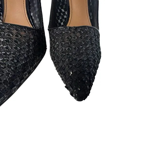 Donald J Pliner Shoes Womens Black Point Toe Sequin Mesh Stiletto Heels Size 11M