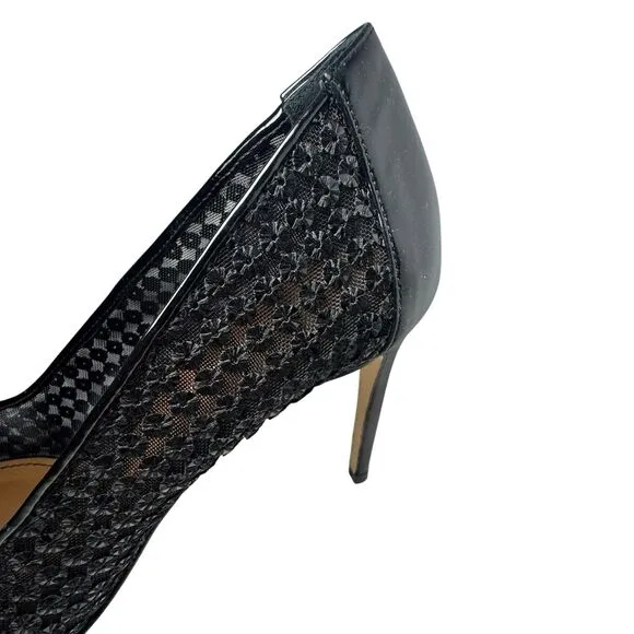 Donald J Pliner Shoes Womens Black Point Toe Sequin Mesh Stiletto Heels Size 11M