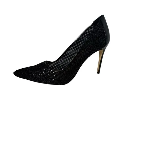 Donald J Pliner Shoes Womens Black Point Toe Sequin Mesh Stiletto Heels Size 11M