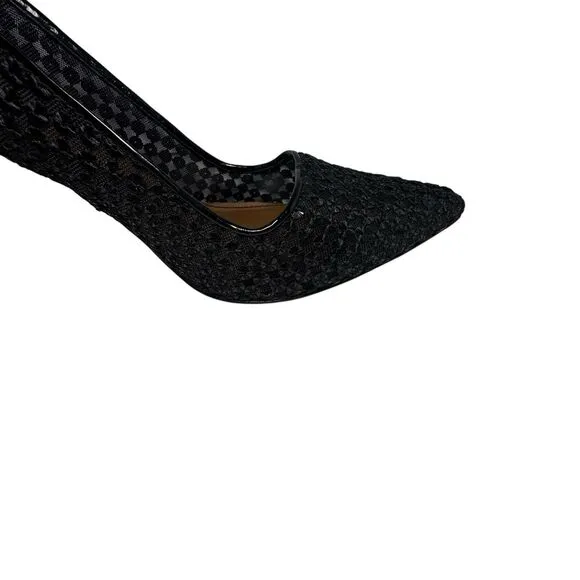 Donald J Pliner Shoes Womens Black Point Toe Sequin Mesh Stiletto Heels Size 11M