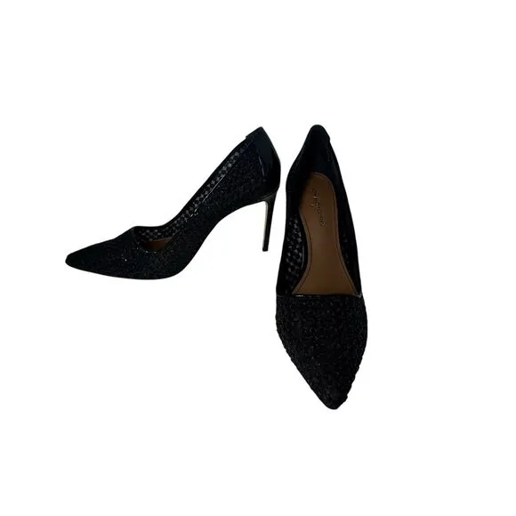 Donald J Pliner Shoes Womens Black Point Toe Sequin Mesh Stiletto Heels Size 11M