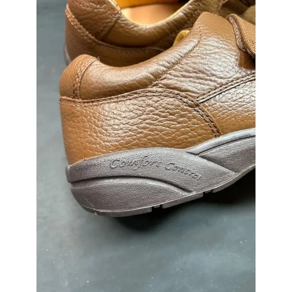 Dr Comfort Brown Leather Hook &amp; Loop Shoes Men’s 10.5W Comfort Fit Durable Sole