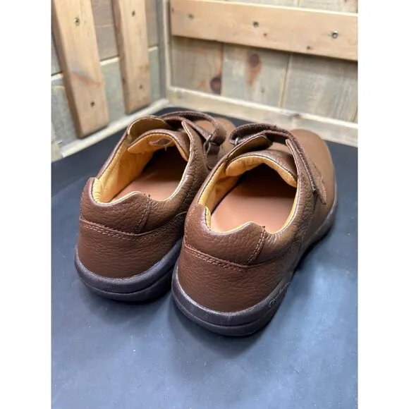 Dr Comfort Brown Leather Hook &amp; Loop Shoes Men’s 10.5W Comfort Fit Durable Sole
