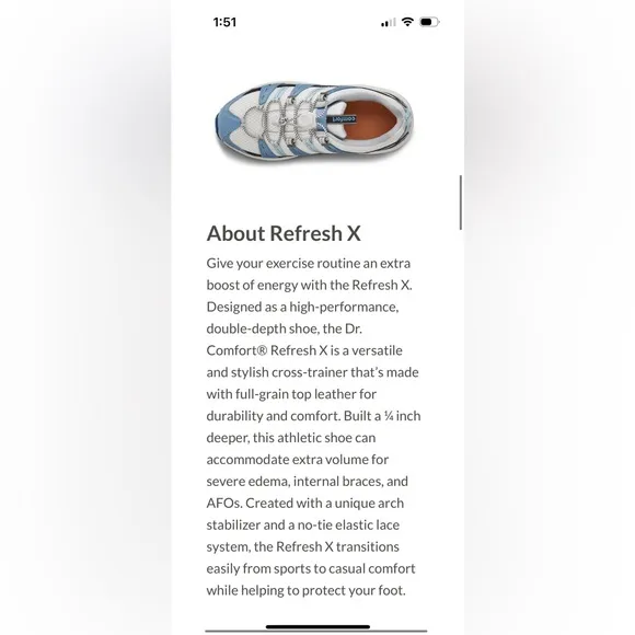 Dr Comfort Women’s 9 Refresh X Blue Leather &amp; Mesh Athletic Shoes, Medical Shoes
