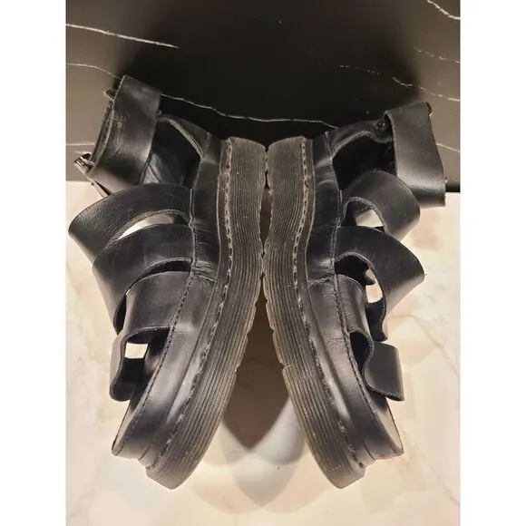 Dr Martens Clarissa Brando Black Vegan Leather Gladiator Sandals | 8 Gothic EUC