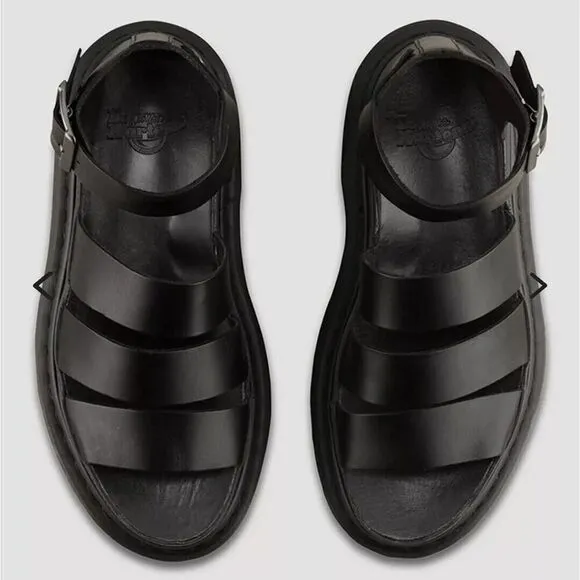 Dr Martens Clarissa Brando Black Vegan Leather Gladiator Sandals | 8 Gothic EUC