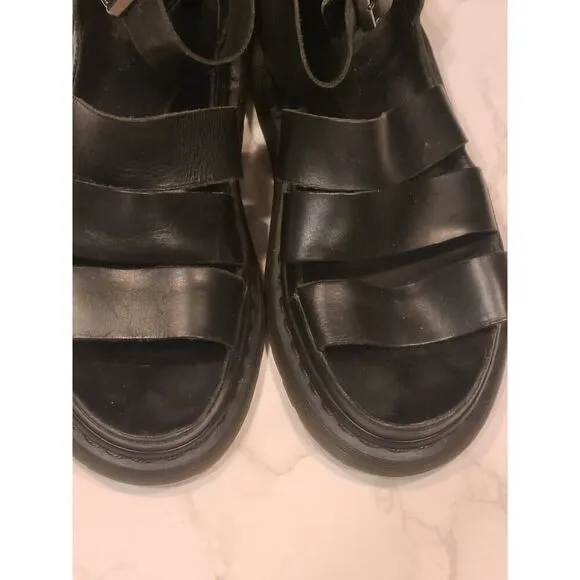 Dr Martens Clarissa Brando Black Vegan Leather Gladiator Sandals | 8 Gothic EUC