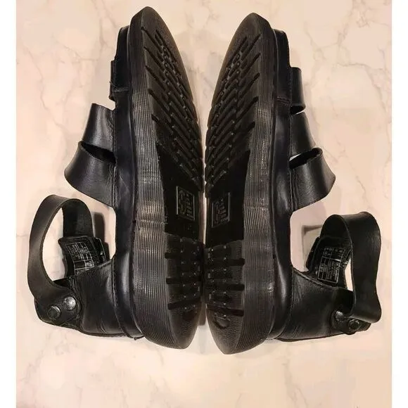 Dr Martens Clarissa Brando Black Vegan Leather Gladiator Sandals | 8 Gothic EUC