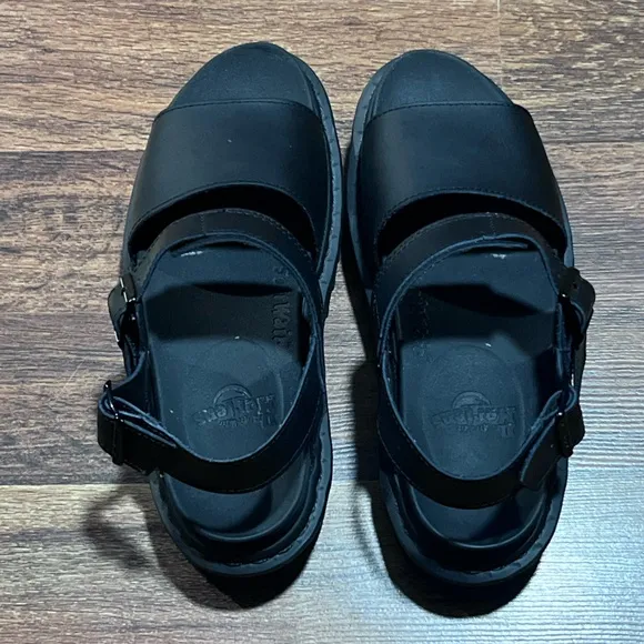 Dr. Martens Voss Leather Strap Goth Sandals Smooth Black Hydro Women’s Size US 9