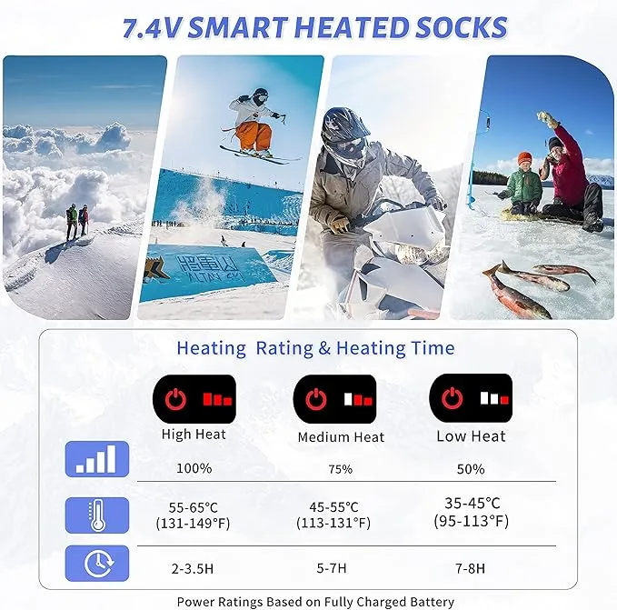 Dr.Warm Heated Socks with APP Remote Control, 3000mAh 7.4V Rechargeable Battery Heating Socks for Men Women, Winter Foot Warmer for Hunting Ice Fishing Camping Hiking Skiing