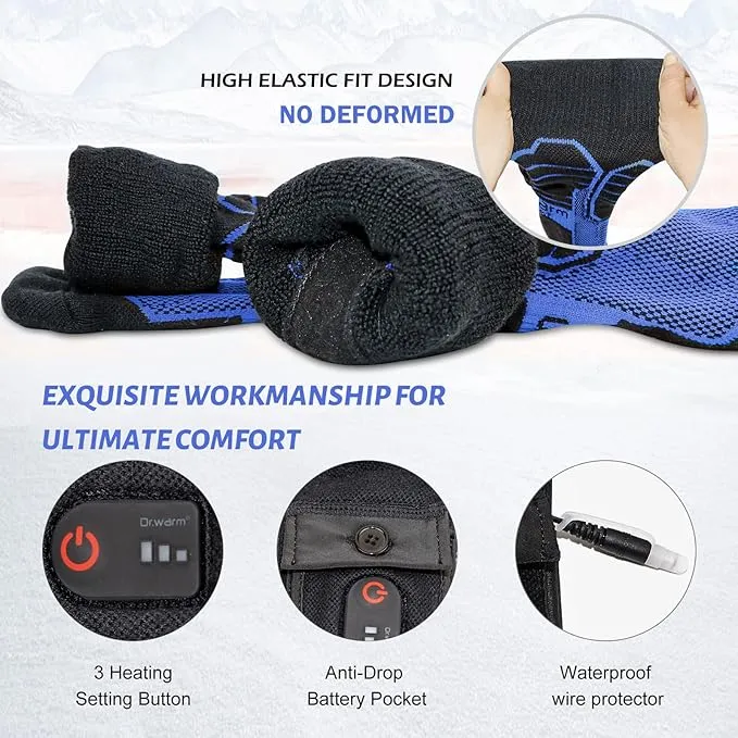 Dr.Warm Heated Socks with APP Remote Control, 3000mAh 7.4V Rechargeable Battery Heating Socks for Men Women, Winter Foot Warmer for Hunting Ice Fishing Camping Hiking Skiing