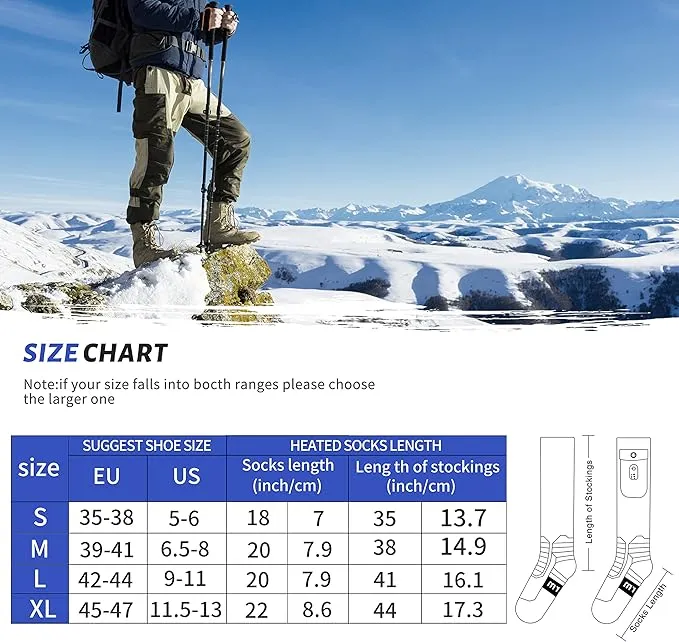 Dr.Warm Heated Socks with APP Remote Control, 3000mAh 7.4V Rechargeable Battery Heating Socks for Men Women, Winter Foot Warmer for Hunting Ice Fishing Camping Hiking Skiing