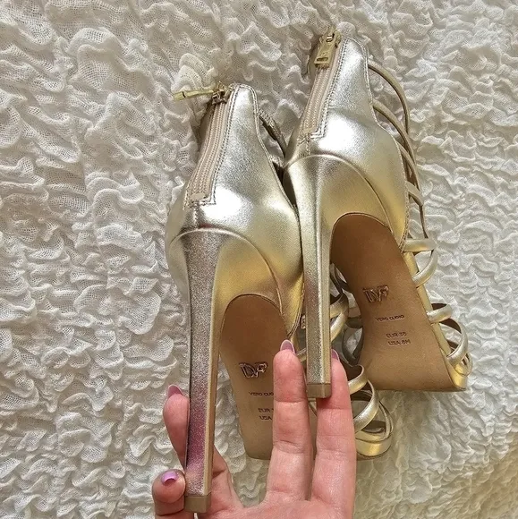 DVF Kalyan Gladiator Gold Sandal Size 8