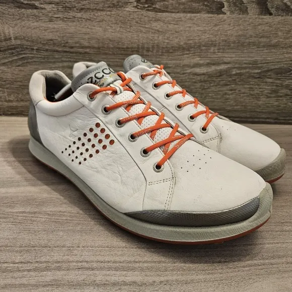 ECCO Biom Hybrid 2 White Yak Leather HydroMax Spikeless Golf Shoes Men's Size 13